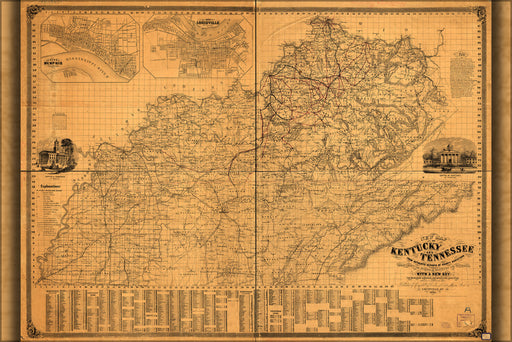 24"x36" Gallery Poster, map of Kentucky and Tennessee 1861 p1