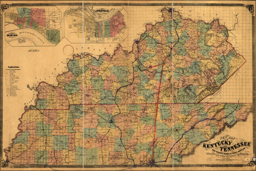 24"x36" Gallery Poster, map of Kentucky and Tennessee 1861 p2