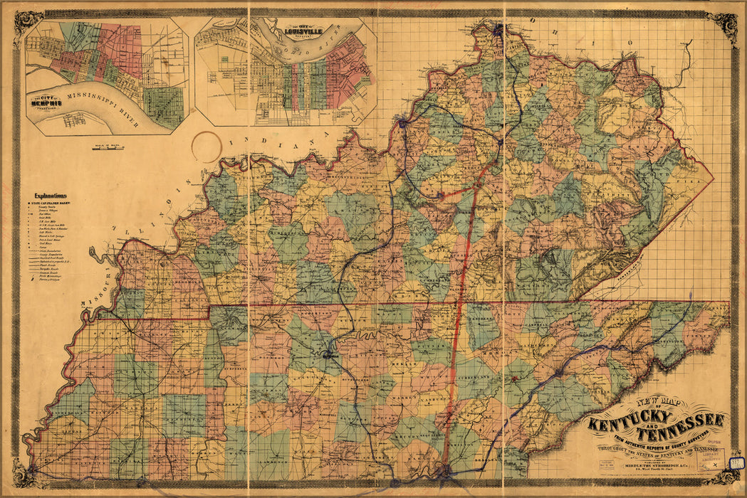24"x36" Gallery Poster, map of Kentucky and Tennessee 1861 p3