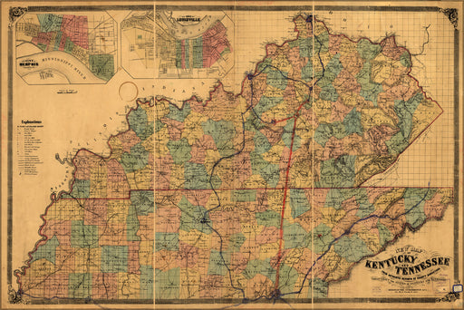 24"x36" Gallery Poster, map of Kentucky and Tennessee 1861 p3