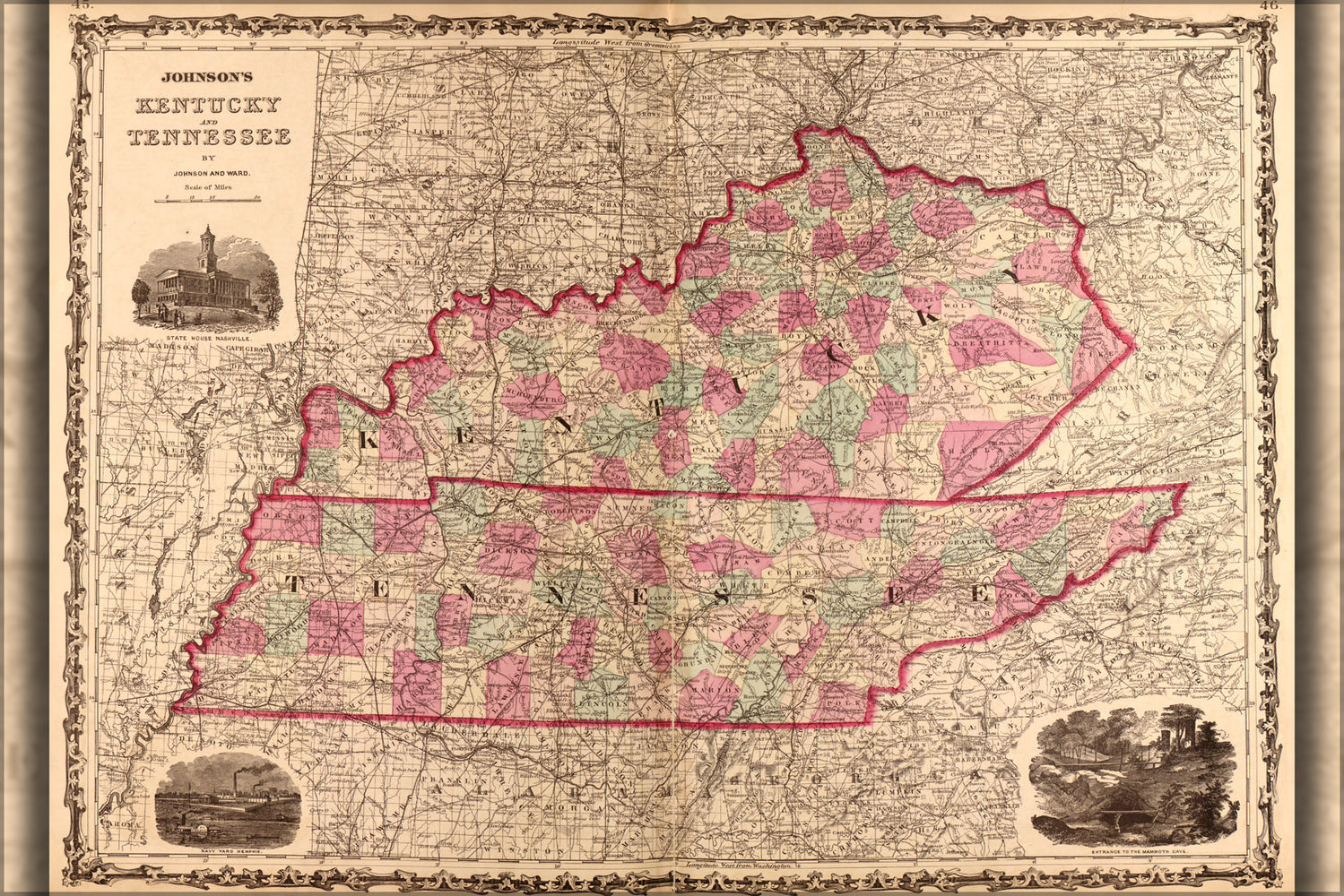 24"x36" Gallery Poster, map of Kentucky and Tennessee 1862 p2