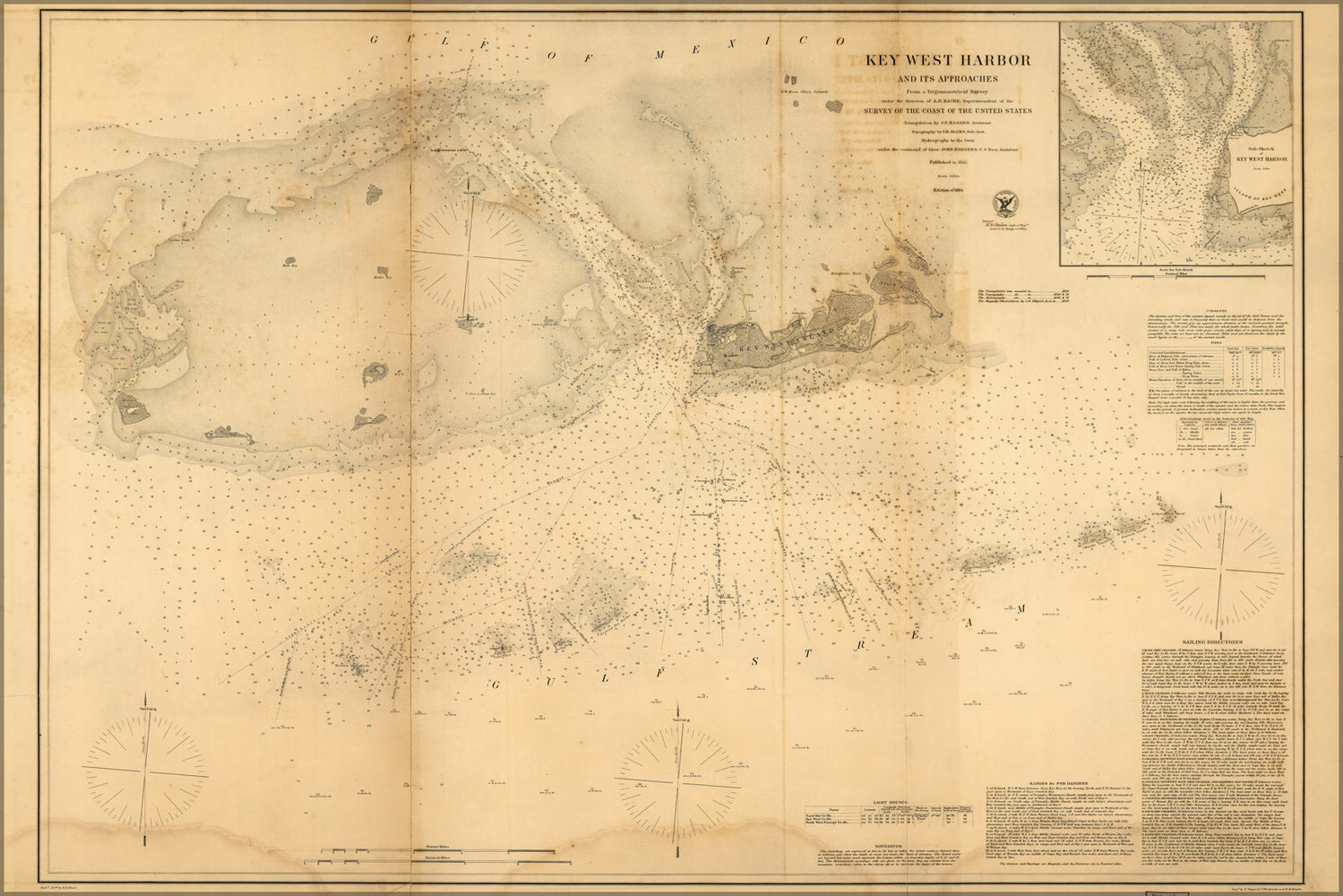 24"x36" Gallery Poster, map of Key West harbor florida 1864
