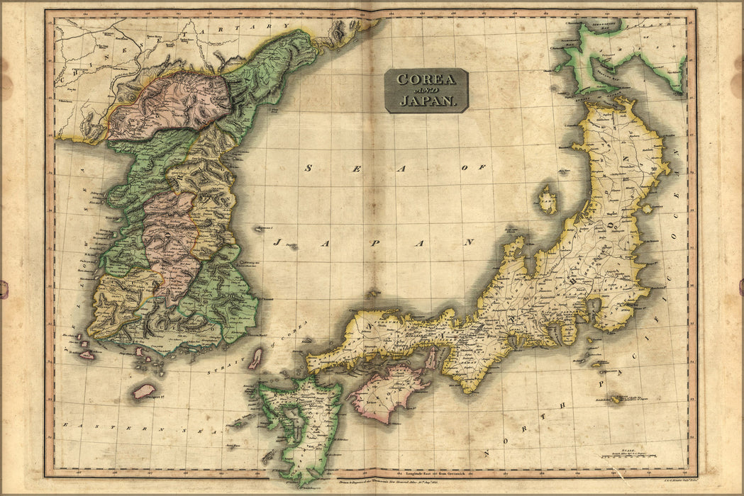 24"x36" Gallery Poster, map of Korea and Japan 1815