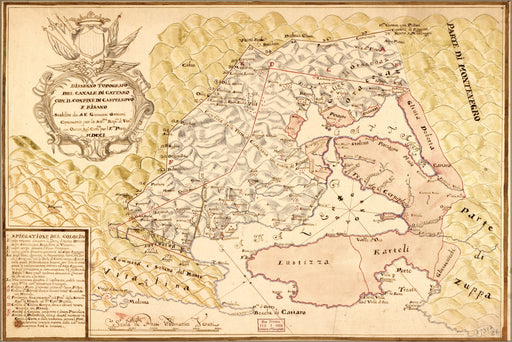 24"x36" Gallery Poster, map of Kotor, Gulf of Montenegro 1701 in spanish