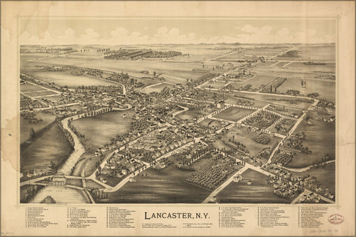 24"x36" Gallery Poster, map of Lancaster, New york 1892