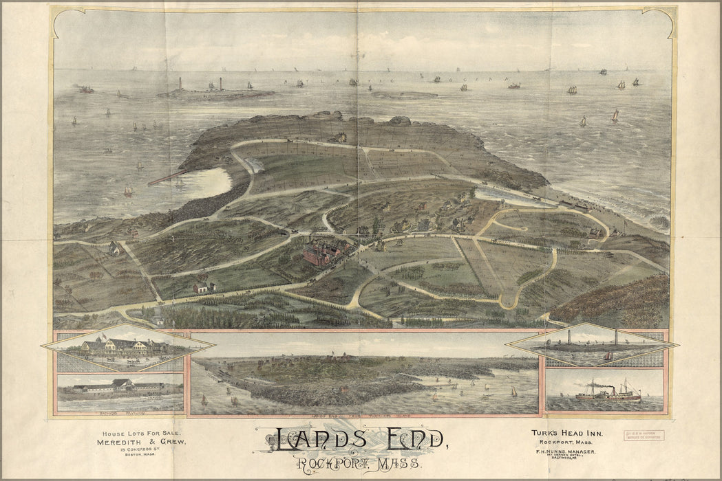 24"x36" Gallery Poster, map of Lands End, Rockport, Massachusetts 1880