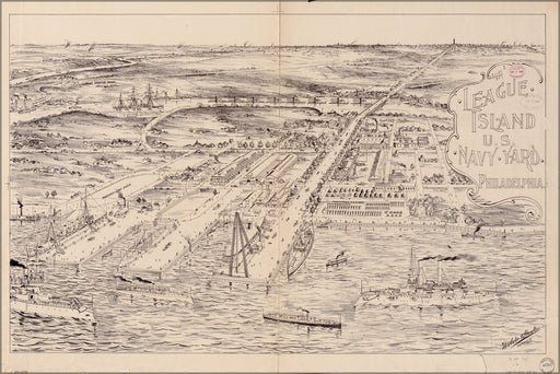 24"x36" Gallery Poster, map of League Island Navy Yard Philadelphia 1897