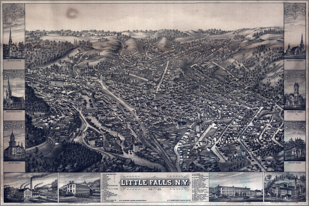 24"x36" Gallery Poster, map of Little Falls new york 1881