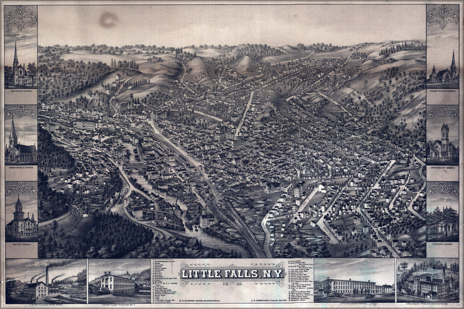 24"x36" Gallery Poster, map of Little Falls new york 1881