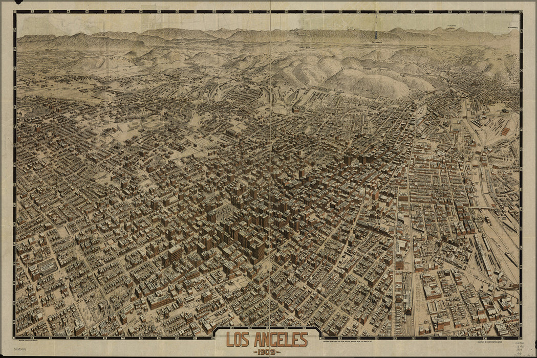 24"x36" Gallery Poster, map of Los Angeles, 1909 p2