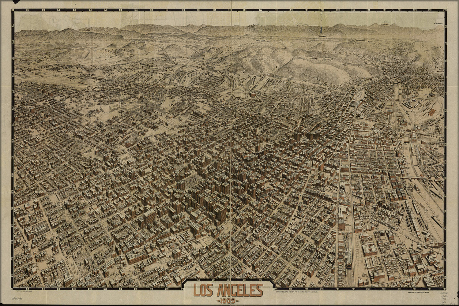 24"x36" Gallery Poster, map of Los Angeles, 1909 p2