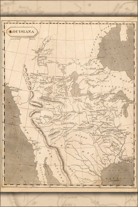 24"x36" Gallery Poster, map of Louisiana territory 1804