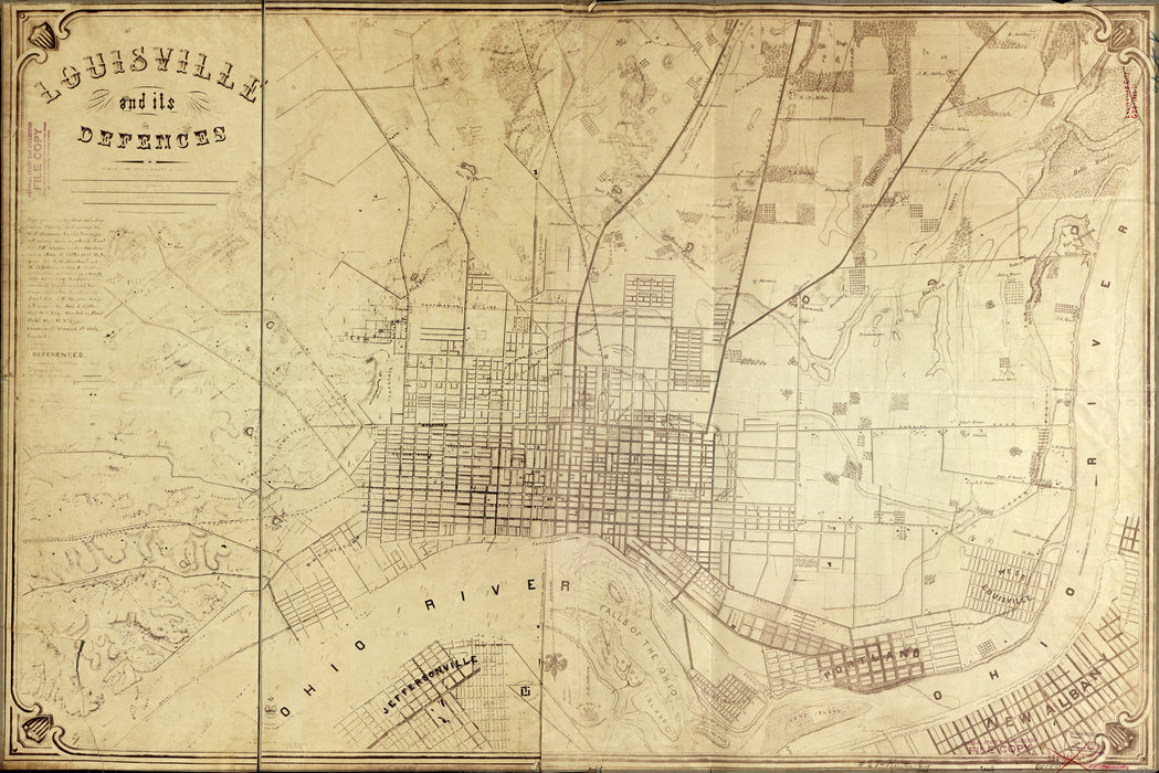 24"x36" Gallery Poster, map of Louisville kentucky and its defences 1865
