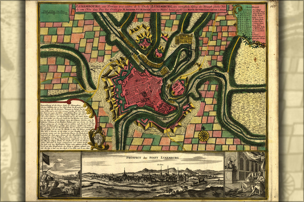 24"x36" Gallery Poster, map of Luxembourg 1730