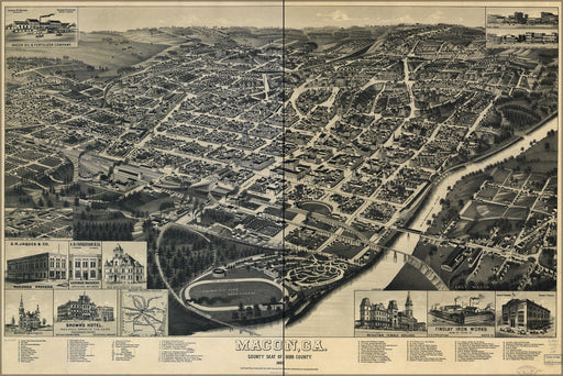 24"x36" Gallery Poster, map of Macon, Georgia 1887
