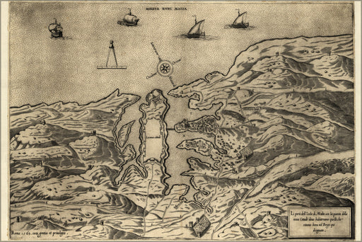 24"x36" Gallery Poster, map of Malta, 1563