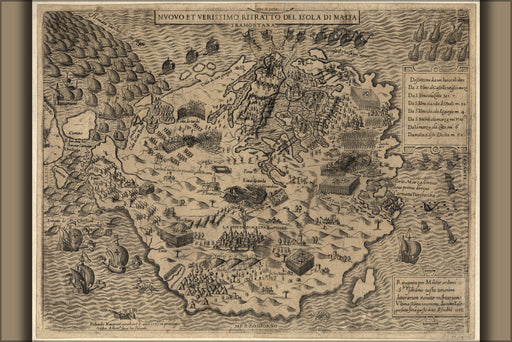 24"x36" Gallery Poster, map of Malta, 1565