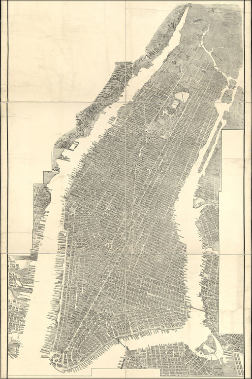 24"x36" Gallery Poster, map of Manhattan New York City 1905