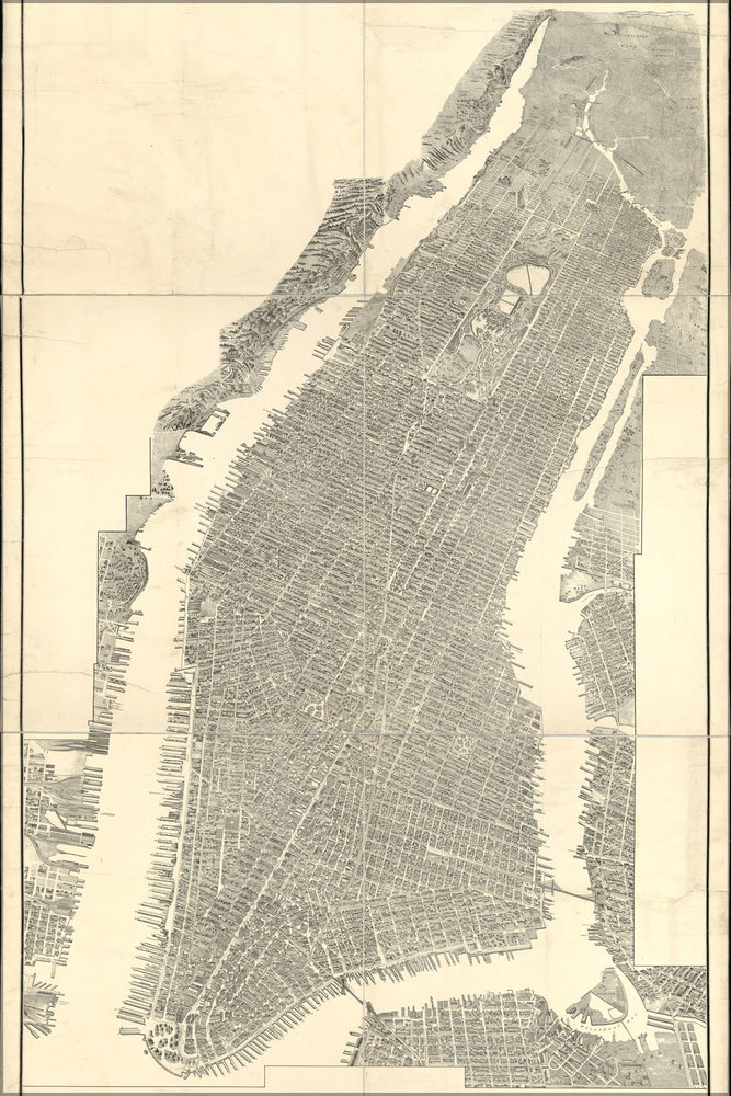 24"x36" Gallery Poster, map of Manhattan New York City 1905
