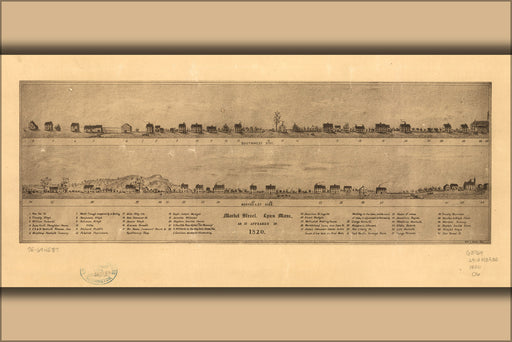 24"x36" Gallery Poster, map of Market Street, Lynn, Massachusetts 1820