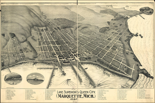24"x36" Gallery Poster, map of Marquette, Michigan 1897