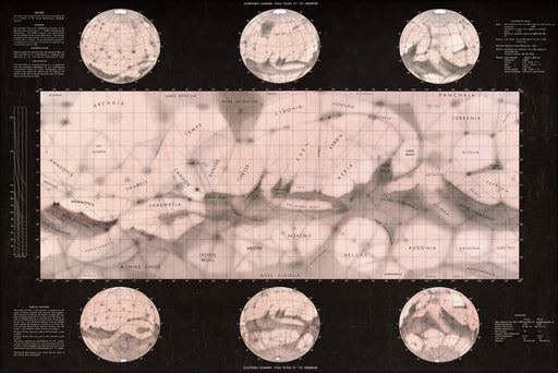 24"x36" Gallery Poster, map of Mars MEC 1 Prototype 1962