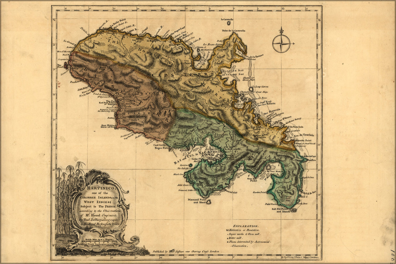 24"x36" Gallery Poster, map of Martinico Martinique 1768