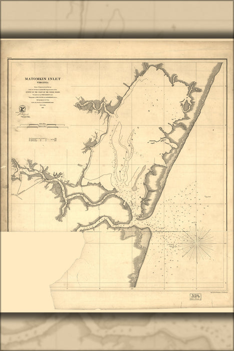 24"x36" Gallery Poster, map of Matomkin Inlet, Virginia 1862