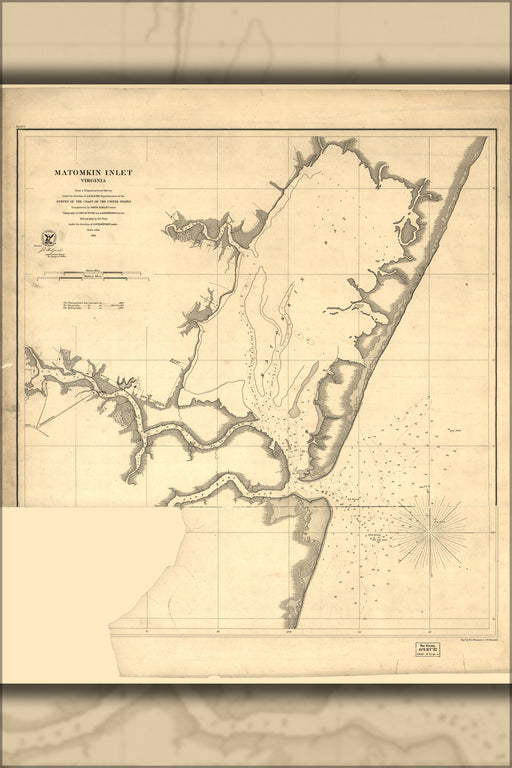 24"x36" Gallery Poster, map of Matomkin Inlet, Virginia 1862