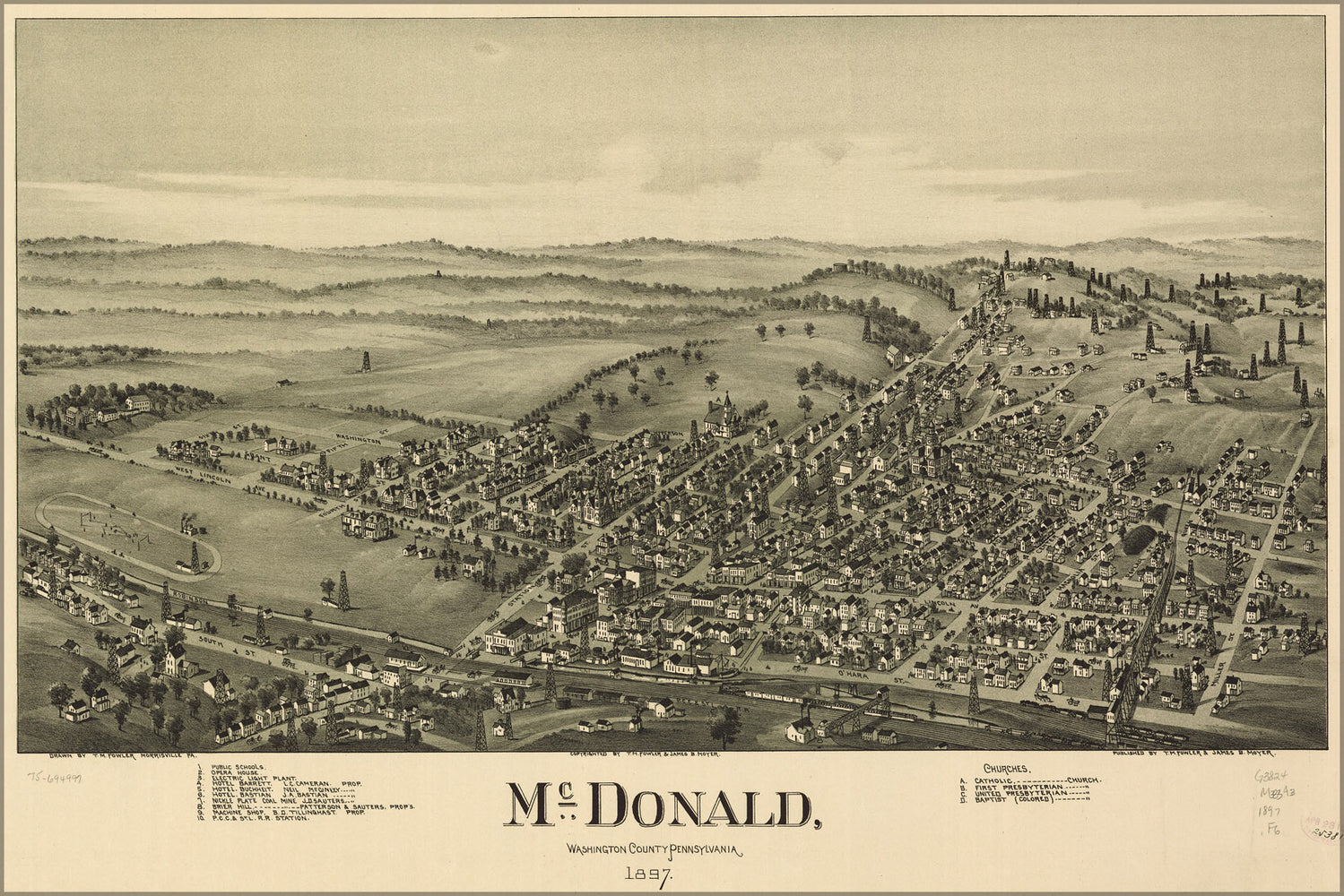 24"x36" Gallery Poster, map of McDonald, Pennsylvania 1897