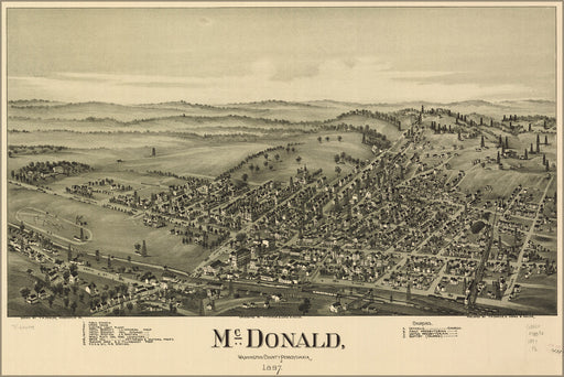 24"x36" Gallery Poster, map of McDonald, Pennsylvania 1897