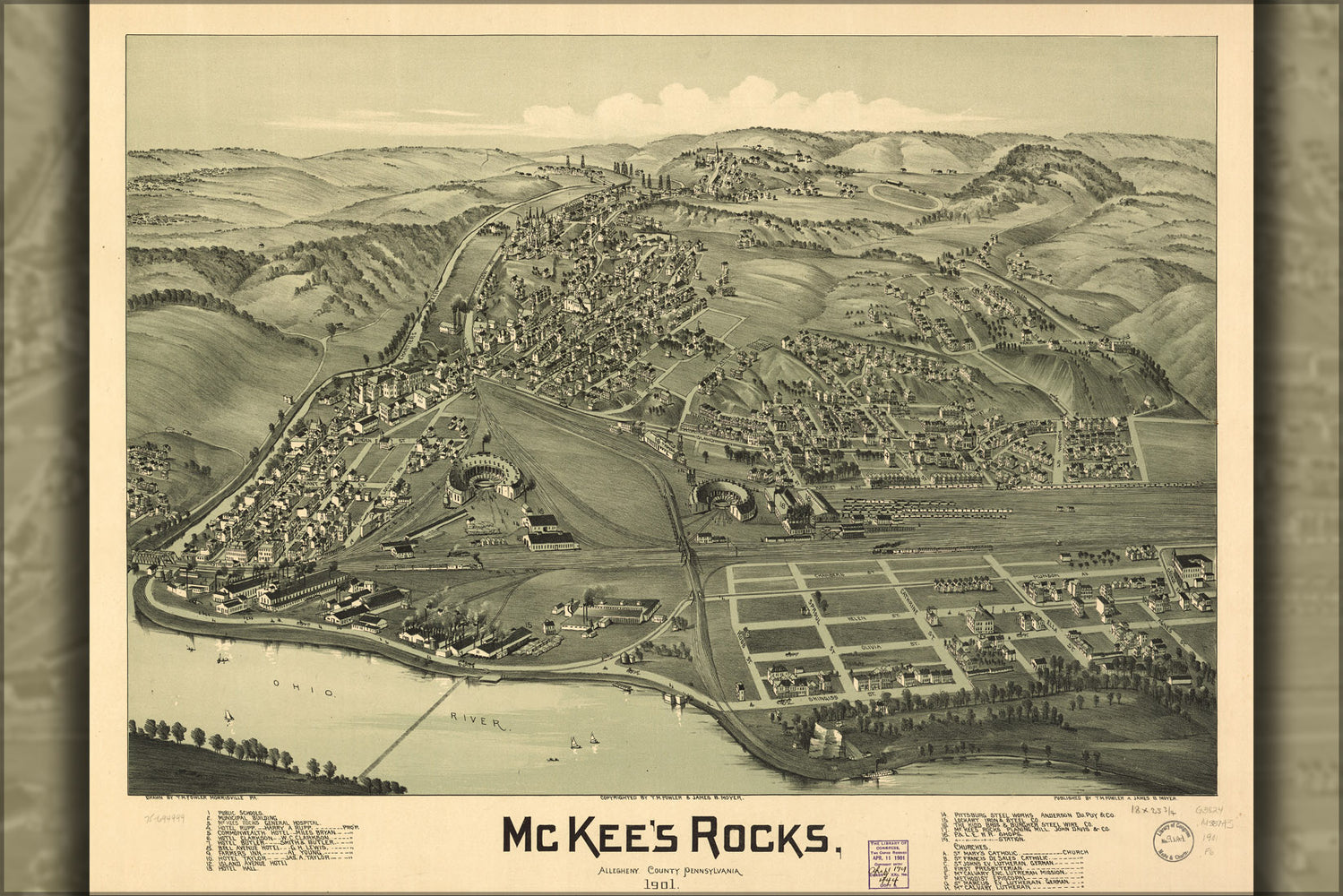 24"x36" Gallery Poster, map of McKee's Rocks, Pennsylvania 1901
