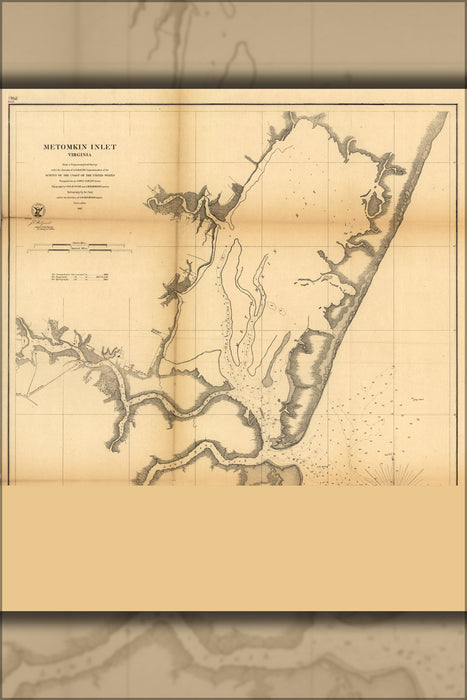 24"x36" Gallery Poster, map of Metomkin Inlet, Virginia 1864