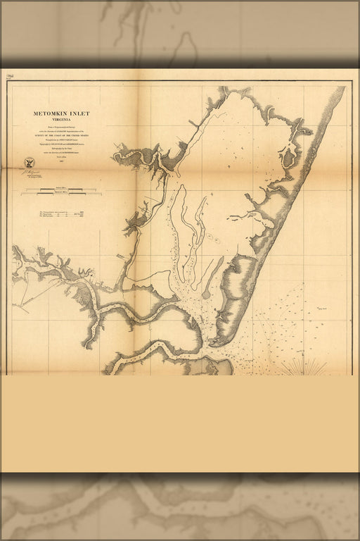 24"x36" Gallery Poster, map of Metomkin Inlet, Virginia 1864