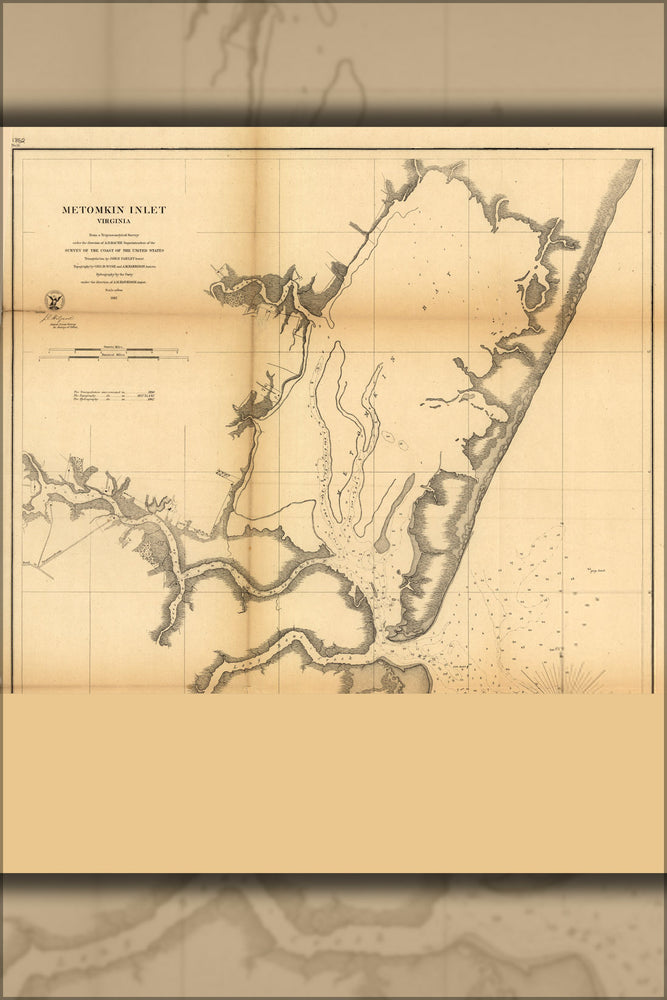 24"x36" Gallery Poster, map of Metomkin Inlet, Virginia 1864