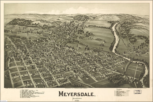 24"x36" Gallery Poster, map of Meyersdale, Pennsylvania 1900