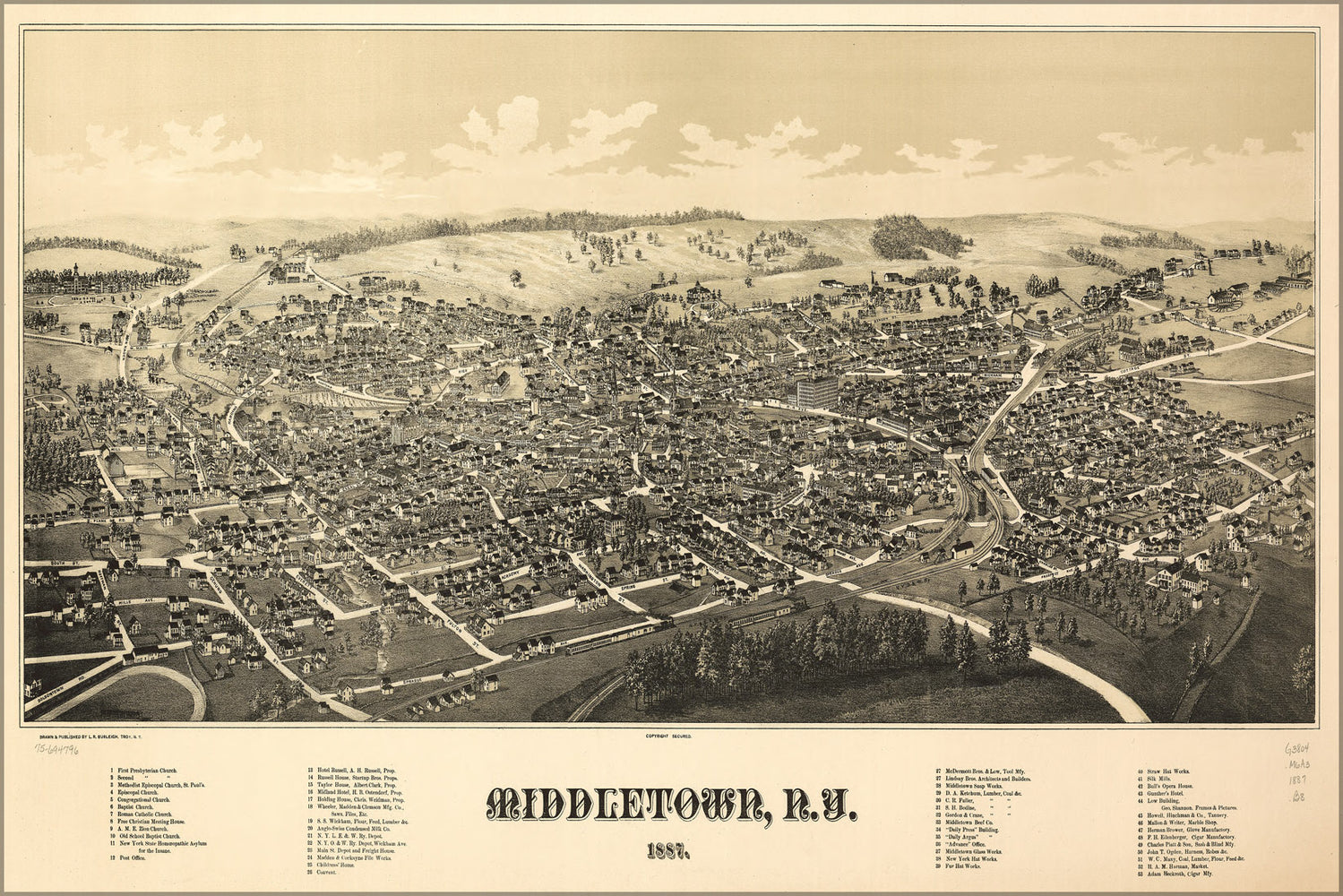 24"x36" Gallery Poster, map of Middletown, New york 1887