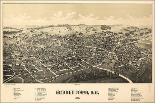 24"x36" Gallery Poster, map of Middletown, New york 1887