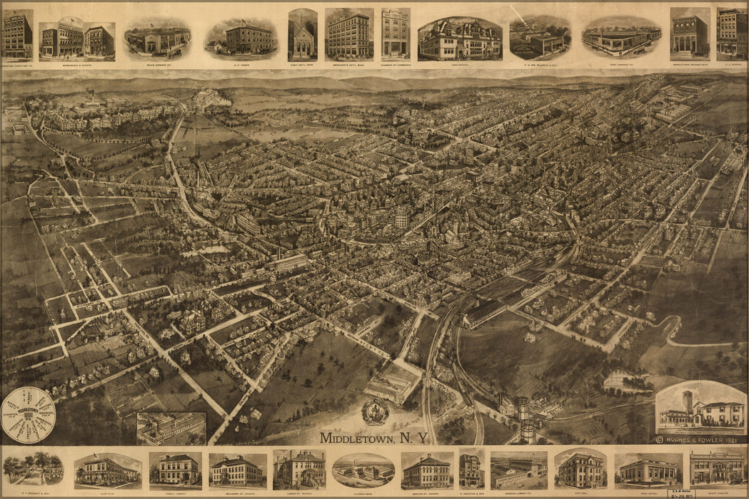 24"x36" Gallery Poster, map of Middletown, New york 1921