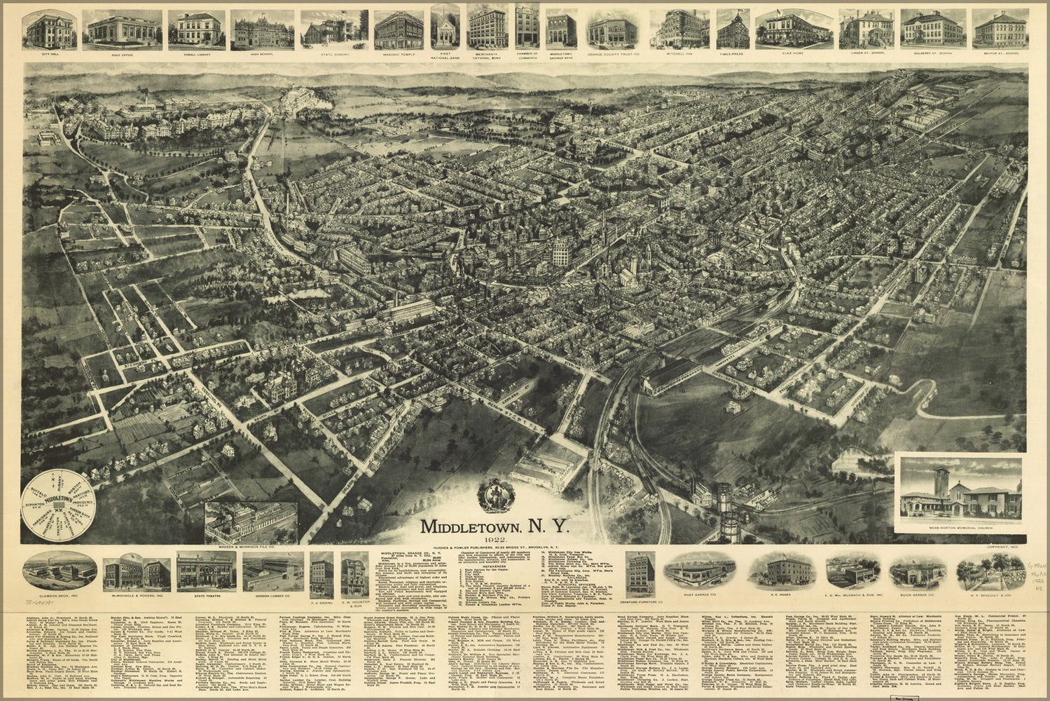 24"x36" Gallery Poster, map of Middletown, New york state 1922