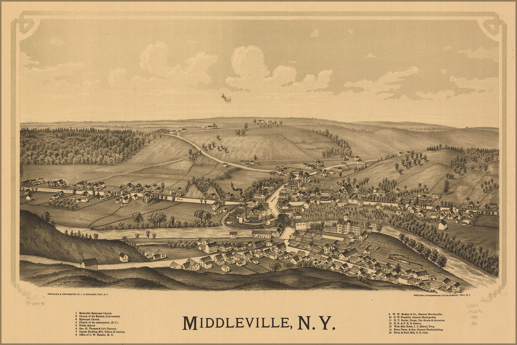 24"x36" Gallery Poster, map of Middleville, New york state 1890