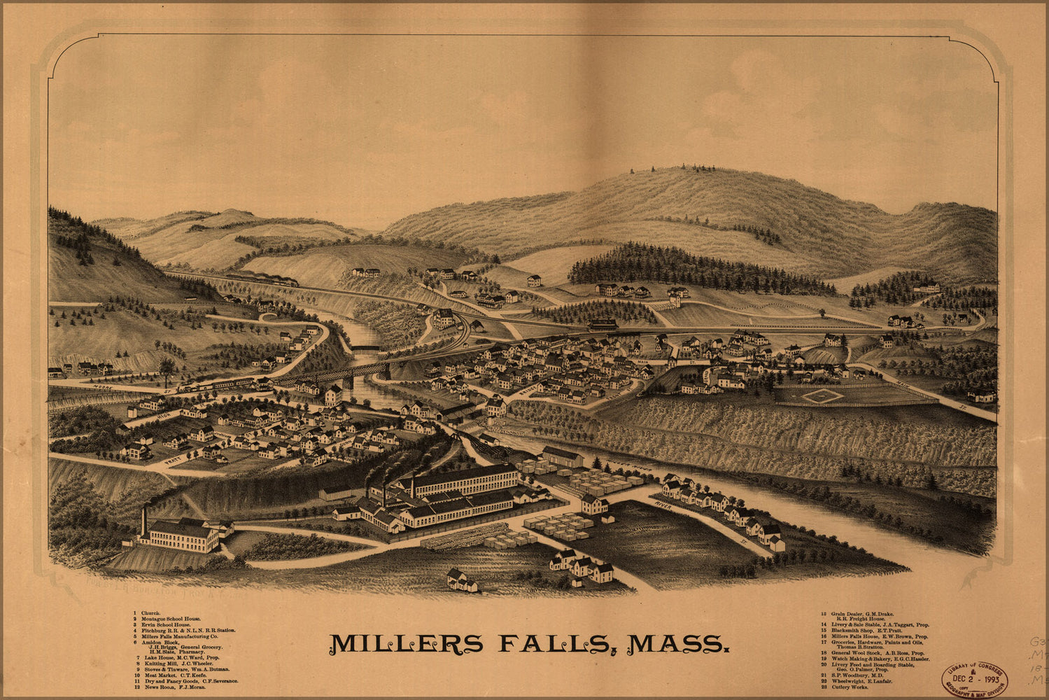 24"x36" Gallery Poster, map of Millers Falls, Mass