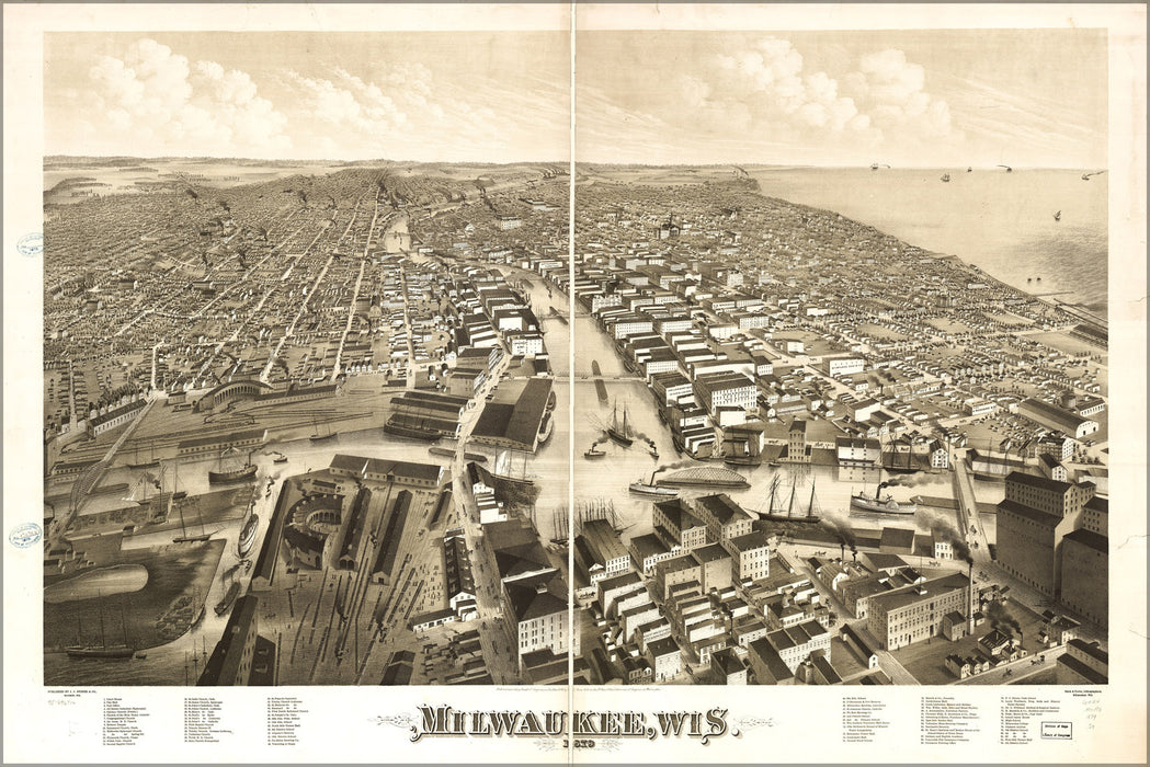 24"x36" Gallery Poster, map of Milwaukee, Wisconsin 1879 p2