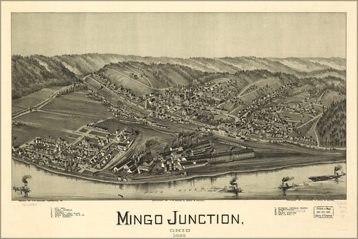 24"x36" Gallery Poster, map of Mingo Junction, Ohio 1899