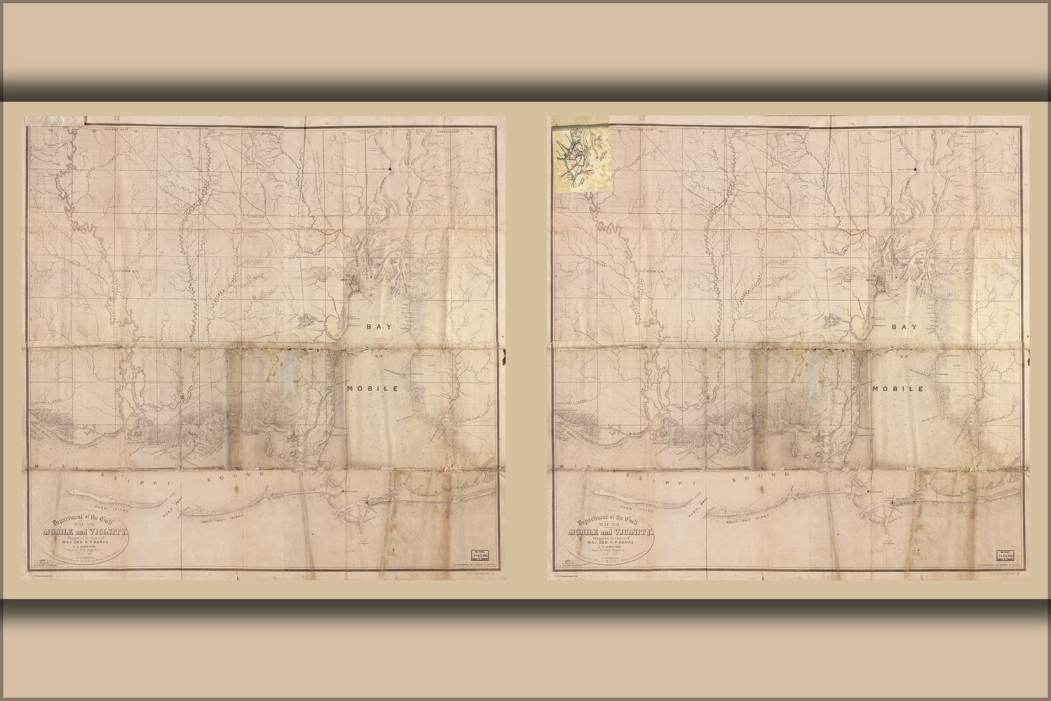 24"x36" Gallery Poster, map of Mobile and vicinity alabama 1863