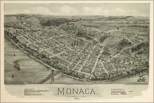 24"x36" Gallery Poster, map of Monaca, Pennsylvania 1900