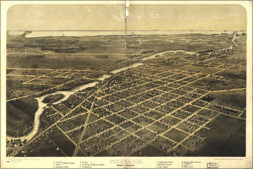 24"x36" Gallery Poster, map of Monroe, Monroe Co., Michigan 1866