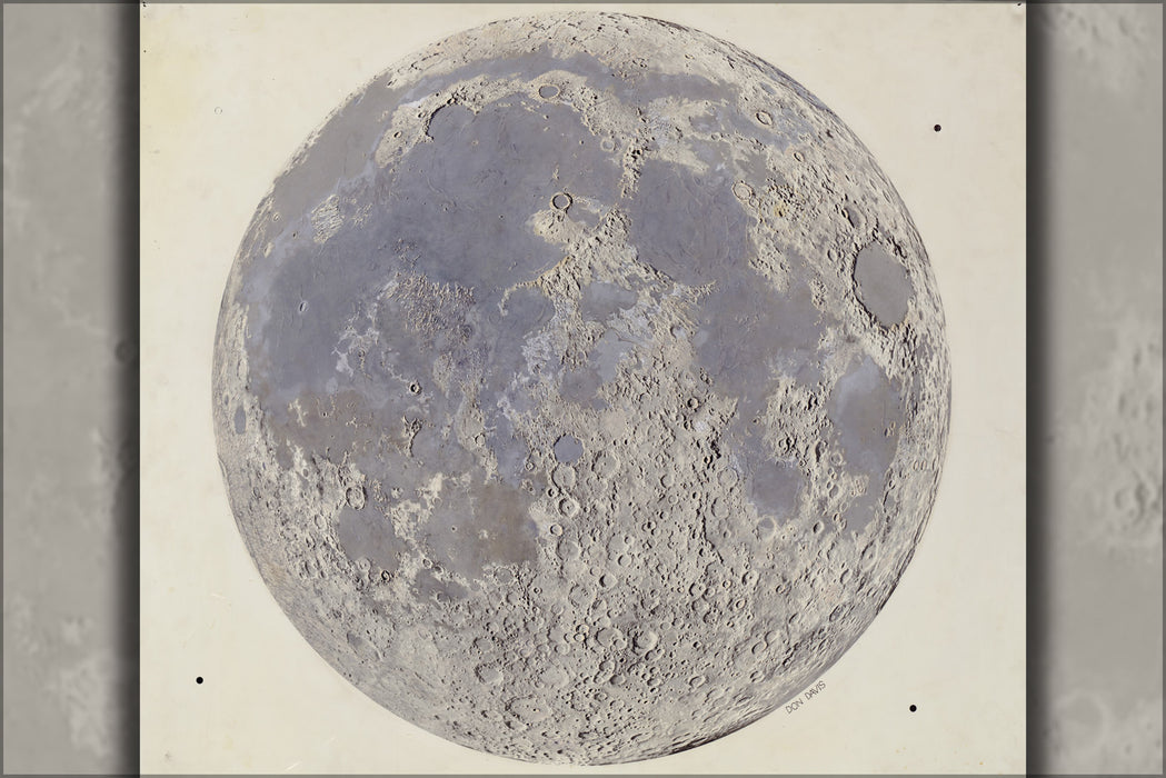 24"x36" Gallery Poster, map of Moon 3.3 billion years ago 1971