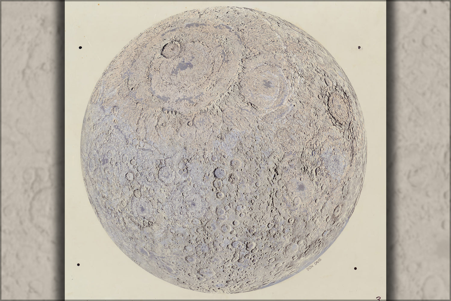 24"x36" Gallery Poster, map of Moon 4 billion years ago 1971