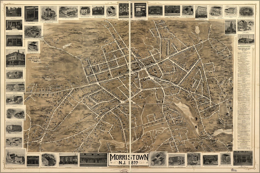 24"x36" Gallery Poster, map of Morristown, New jersey 1899